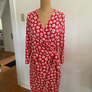 FINAL CHANCE! Anne Klein Faux Wrap dress in Red, White, Black. Size L.
